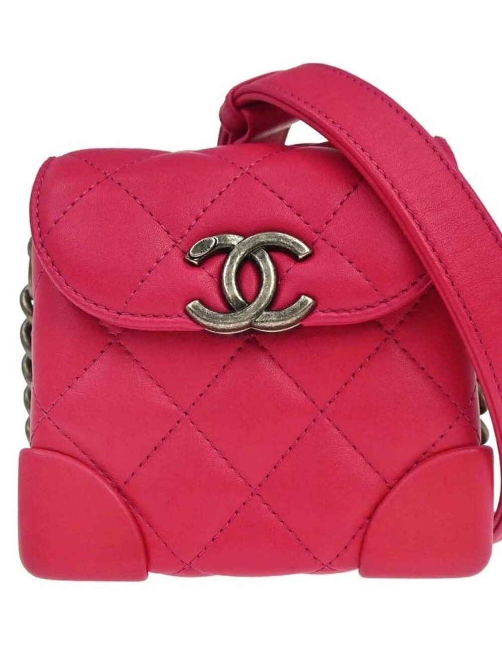 Chanel Pink Lambskin Vanity Shoulder Bag 189023